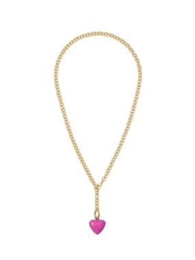 Roxanne Assoulin Gold Chain Necklace with Pink Heart Charm